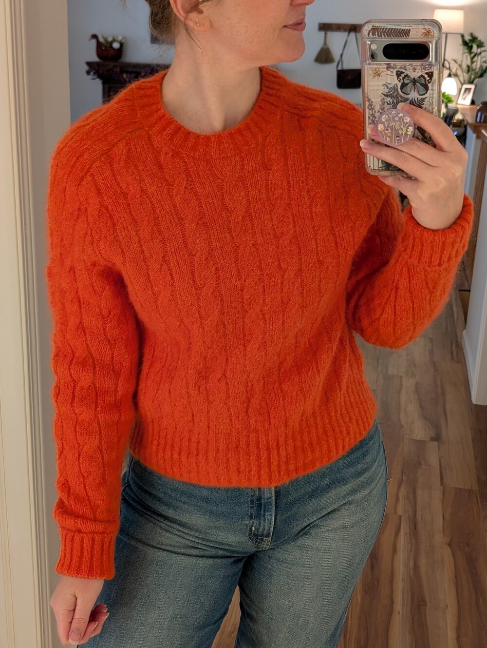 Polo Ralph Lauren Wool Blend Orange Cable Knit Crew Neck Sweater - Size Small